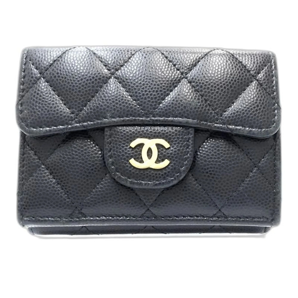 CHANEL Black Caviar Leather Wallet
